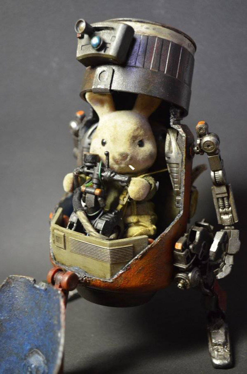 Illustration for article titled Guy Turns Cute Bunny Toy Into Battle-Hardened Mech